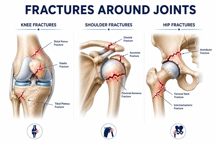 Fractures around joints - Knee, Shoulder, Hip Fractures Fractures around joints - Knee, Shoulder, Hip Fractures