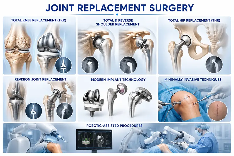 Joint Replacement Surgery - Total Knee Replacement (TKR), Total & Reverse Shoulder Replacement, Total Hip Replacement (THR), Rev Joint Replacement Surgery - Total Knee Replacement (TKR), Total & Reverse Shoulder Replacement, Total Hip Replacement (THR), Rev