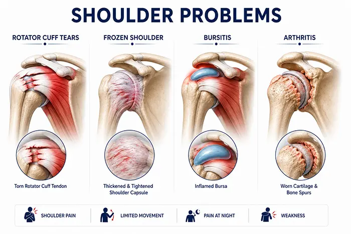 Shoulder Problems - rotator cuff tears, frozen shoulder, bursitis, arthritis Shoulder Problems - rotator cuff tears, frozen shoulder, bursitis, arthritis